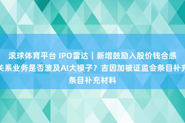 滚球体育平台 IPO雷达｜新增鼓励入股价钱合感性？关系业务是否波及AI大模子？吉因加被证监会条目补充材料