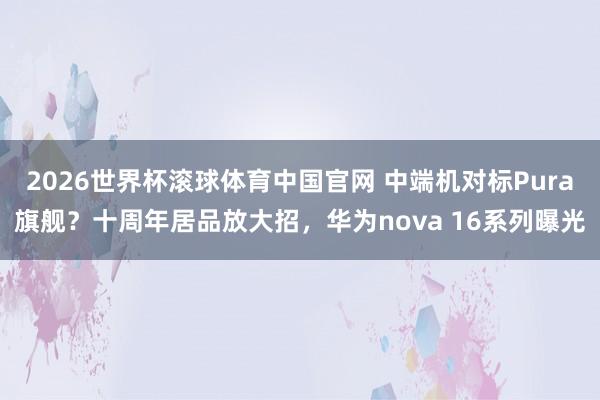 2026世界杯滚球体育中国官网 中端机对标Pura旗舰？十周年居品放大招，华为nova 16系列曝光