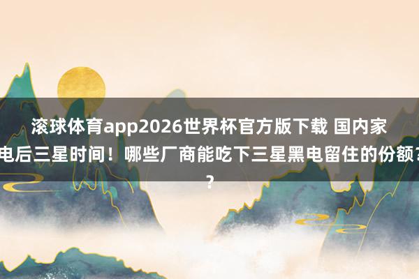 滚球体育app2026世界杯官方版下载 国内家电后三星时间！哪些厂商能吃下三星黑电留住的份额？