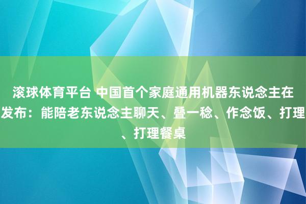 滚球体育平台 中国首个家庭通用机器东说念主在武汉发布：能陪老东说念主聊天、叠一稔、作念饭、打理餐桌