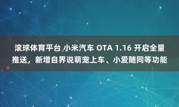 滚球体育平台 小米汽车 OTA 1.16 开启全量推送，新增自界说萌宠上车、小爱随同等功能