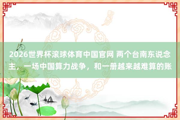 2026世界杯滚球体育中国官网 两个台南东说念主，一场中国算力战争，和一册越来越难算的账