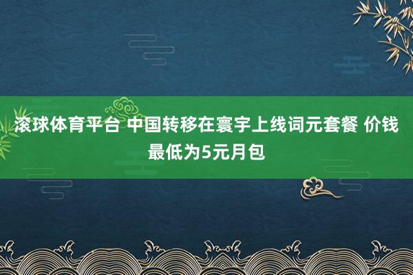 滚球体育平台 中国转移在寰宇上线词元套餐 价钱最低为5元月包