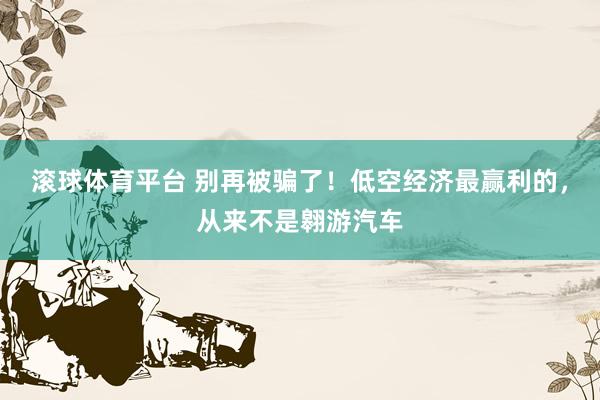 滚球体育平台 别再被骗了！低空经济最赢利的，从来不是翱游汽车