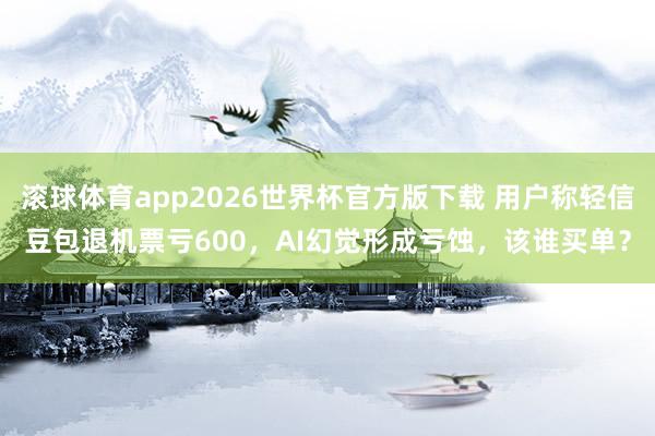 滚球体育app2026世界杯官方版下载 用户称轻信豆包退机票亏600，AI幻觉形成亏蚀，该谁买单？