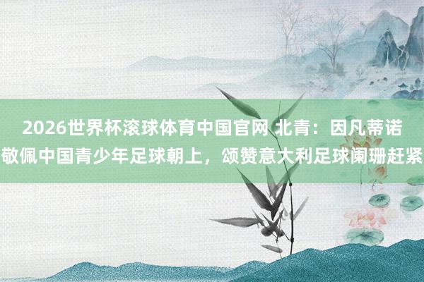 2026世界杯滚球体育中国官网 北青：因凡蒂诺敬佩中国青少年足球朝上，颂赞意大利足球阑珊赶紧