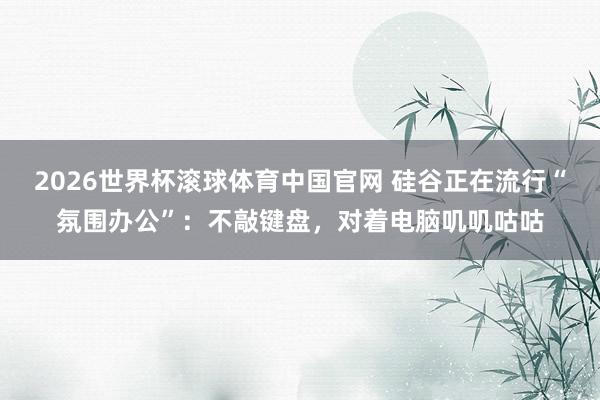 2026世界杯滚球体育中国官网 硅谷正在流行“氛围办公”：不敲键盘，对着电脑叽叽咕咕