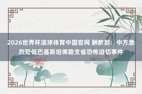 2026世界杯滚球体育中国官网 酬酢部：中方激烈贬低巴基斯坦俾路支省恐怖迫切事件