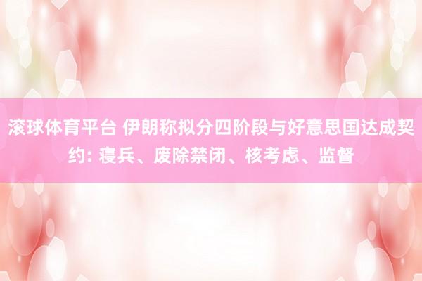 滚球体育平台 伊朗称拟分四阶段与好意思国达成契约: 寝兵、废除禁闭、核考虑、监督
