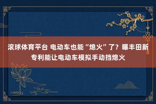 滚球体育平台 电动车也能“熄火”了？曝丰田新专利能让电动车模拟手动挡熄火