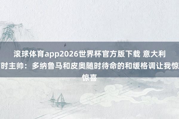 滚球体育app2026世界杯官方版下载 意大利临时主帅：多纳鲁马和皮奥随时待命的和缓格调让我惊喜