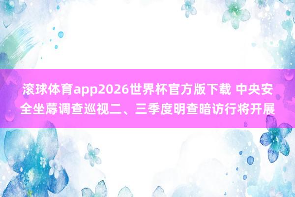 滚球体育app2026世界杯官方版下载 中央安全坐蓐调查巡视二、三季度明查暗访行将开展