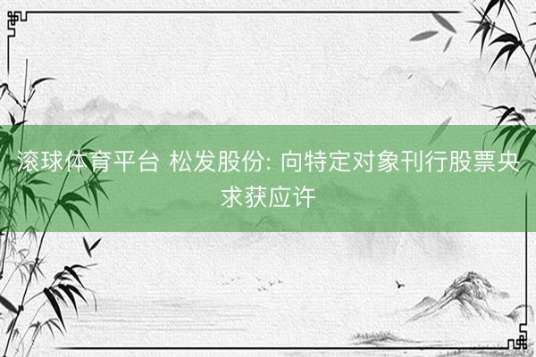 滚球体育平台 松发股份: 向特定对象刊行股票央求获应许